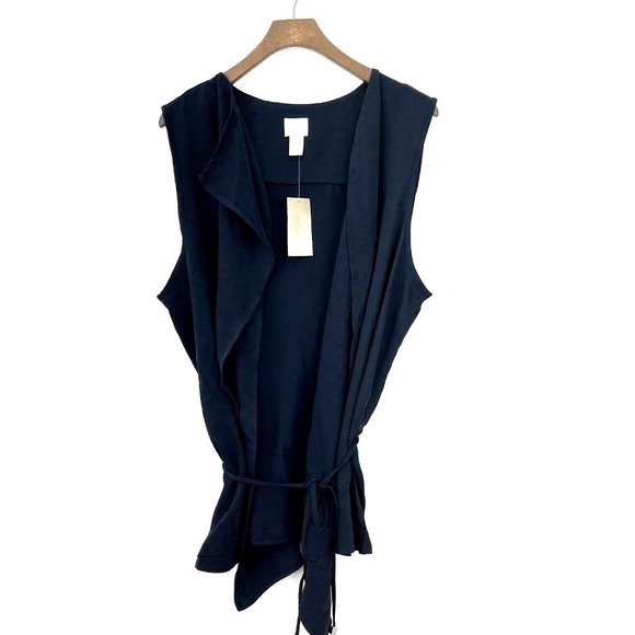 Chico's Sleeveless Vest Cardigan Blackened Navy NWT SIZE 3 - Picture 1 of 4